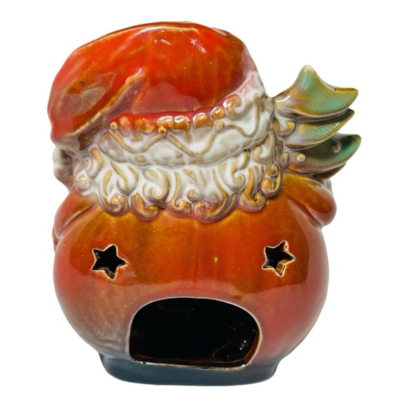 NWOT - Santa Tea Light Candle Holder with Stars and Christmas tree ~ 7" Tall - Picture 6 of 13